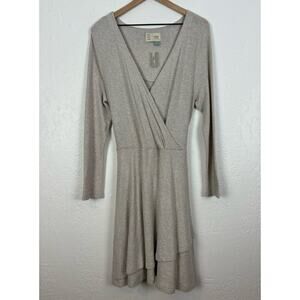 Anthropologie Saturday Sunday Cloud Fleece Faux Wrap Sweater Dress NWT Large